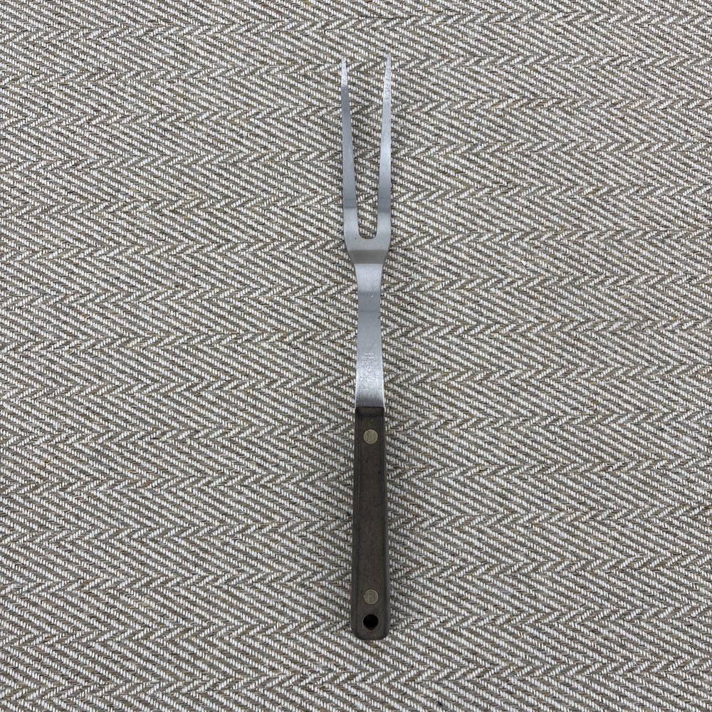 Vintage Ekco Flint Stainless Steel Carving Fork 2 Prong 12" Meat Utensil